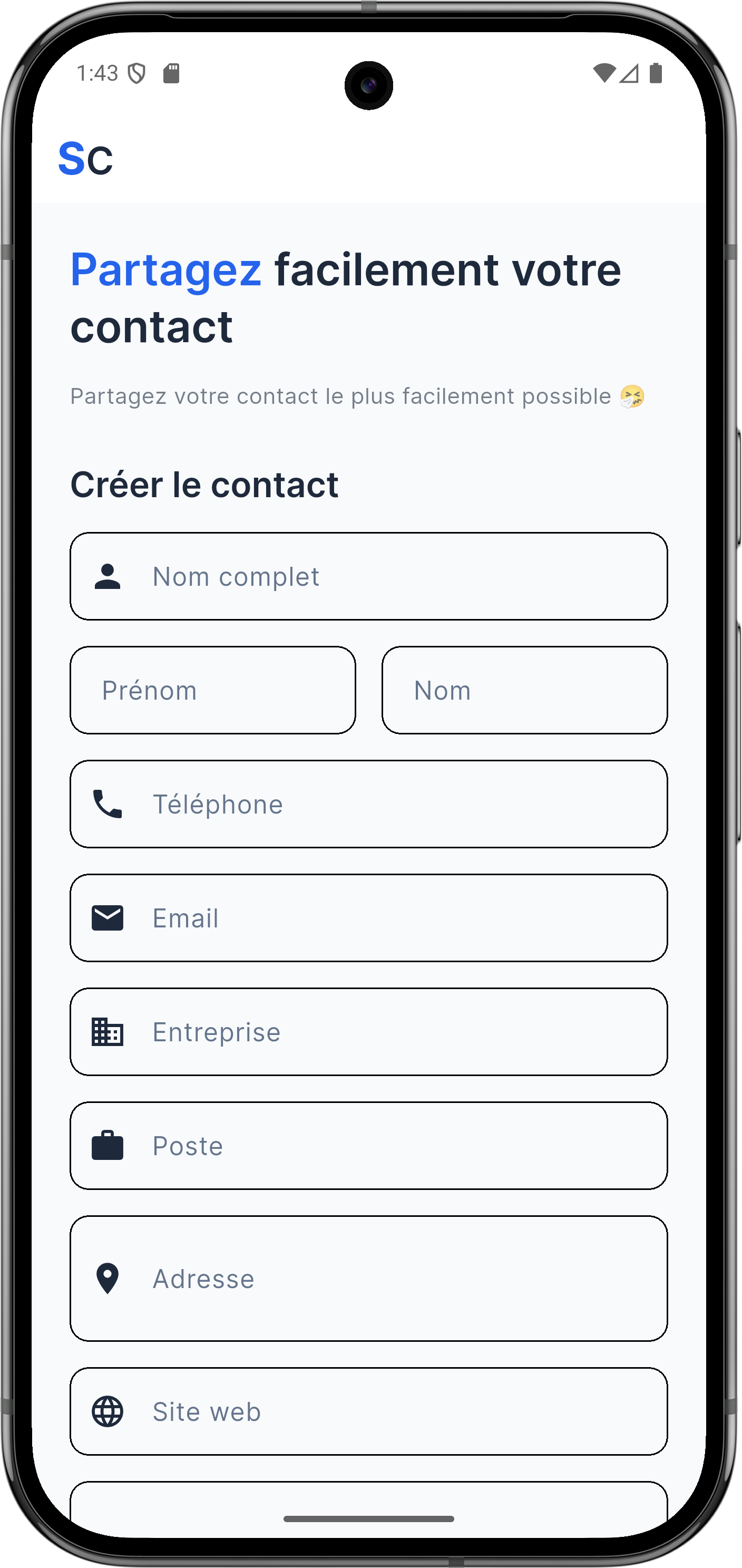 Capture d'écran de l'application S-Contact